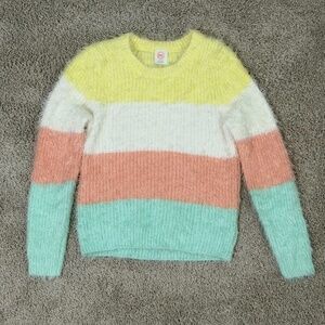 Girls Striped Eyelash Sweater